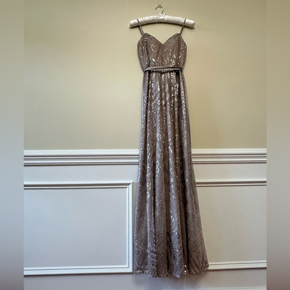 Angelina Faccenda Taupe gown formal dress Size 4 style# 20477 Pre worn - Picture 4 of 8